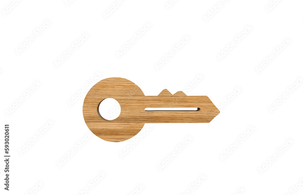 Wooden Success Key Sign on white background Wooden Success Key Sign on white background