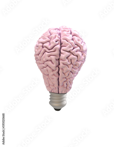 Brain of Lightbulb Shape on white background