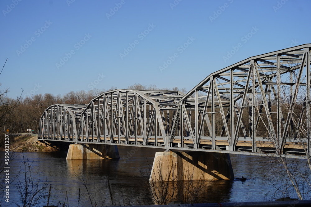 Metal Tied-Arch Bridge arches over Wisconsin river.