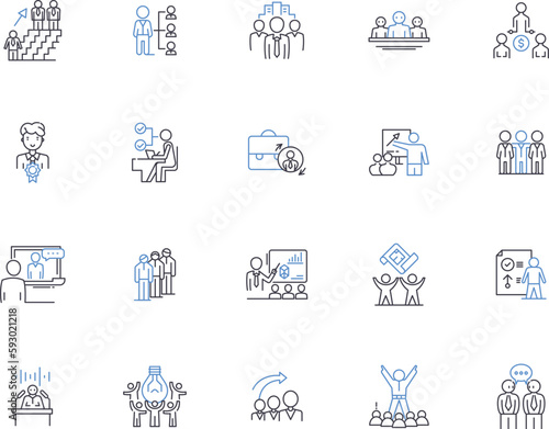 Male business outline icons collection. Males, Business, Entrepreneurs, Executives, Managers, Professionals, Leaders vector and illustration concept set. Investors, Consultants, Clients linear signs