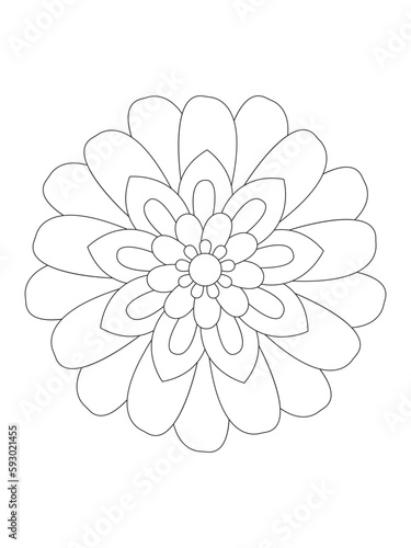 Flower mandala illustration. Oriental pattern, vintage decorative elements Easy mandala kaleidoscope pattern on white background 
Adult coloring page 