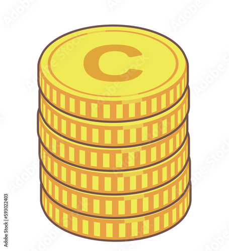Cマークのコインのイラスト素材