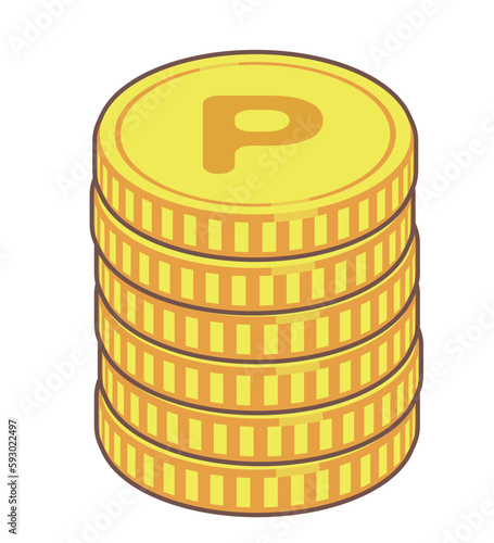 Pマークのポイントのコインのイラスト素材