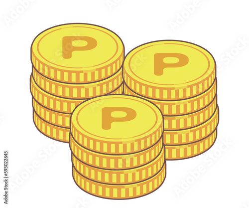 Pマークのポイントのコインのイラスト素材