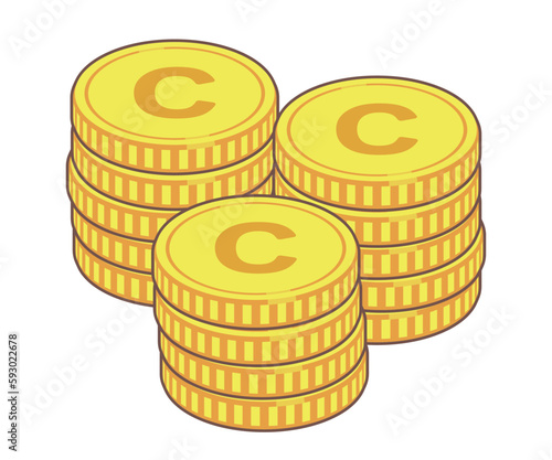 Cマークのコインのイラスト素材