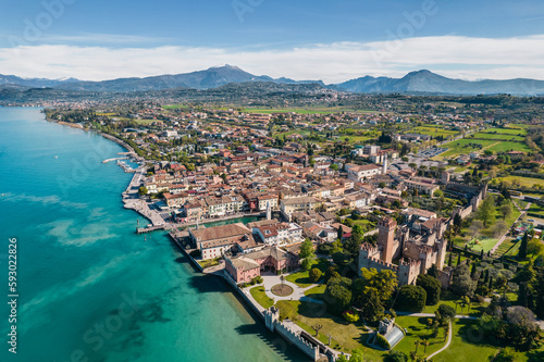 Village of Lazise. Lake of Garda in Italy. Panoramic view