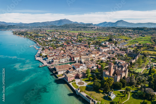 Village of Lazise. Lake of Garda in Italy. Panoramic view