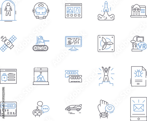 Cybersecurity outline icons collection. Cybersecurity, hacking, malware, encryption, phishing, data, virus vector and illustration concept set. intrusion, firewall, cybercrime linear signs