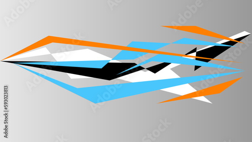 Automotive art geometric stripe sticker. Truck or car or vehicle abstract stripes. Sharp spear of triangle lines.