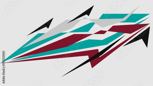 Automotive art geometric stripe sticker. Truck or car or vehicle abstract stripes. Sharp spear of triangle lines.