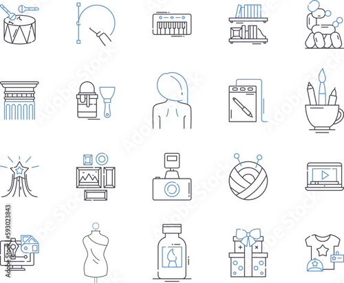 Design thinking outline icons collection. Design, Thinking, Creativity, Innovation, Problem-solving, Ideation, Collaboration vector and illustration concept set. User-Centred, Process, Perspective