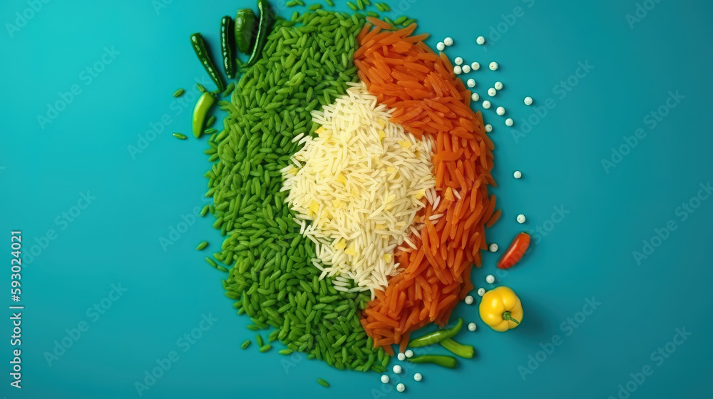 Indian flag made from food background. Generative Ai Stock Illustration ...