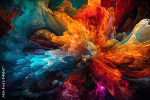 colorful smoke explosion in different colors created with Generative AI technology