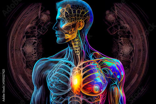Illustration anatomique  du corps humain- Générative ia photo