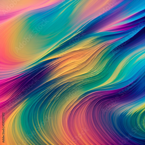 Rainbow painting. Mountains concept. AI generated illustration