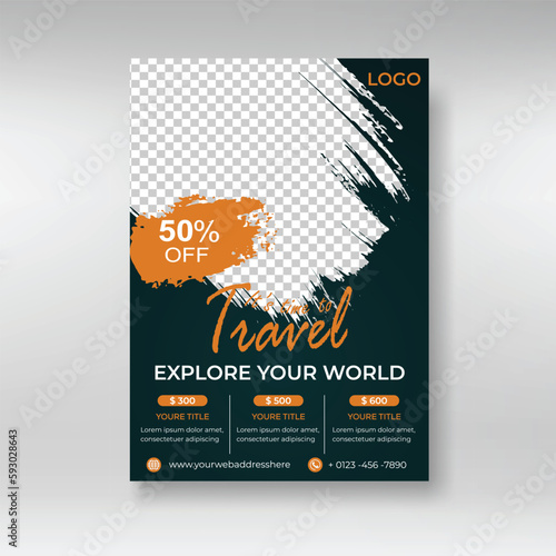 Travel flyer ,tourism, vacation flyer poster design template.
