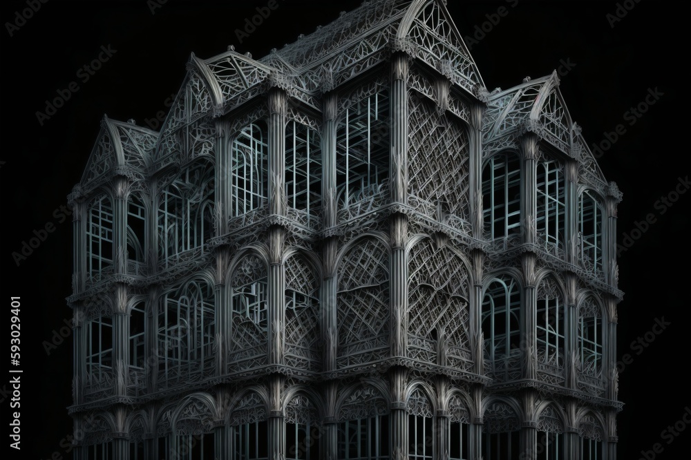 illustration of a filigree hausskeleton created with Generative AI technology