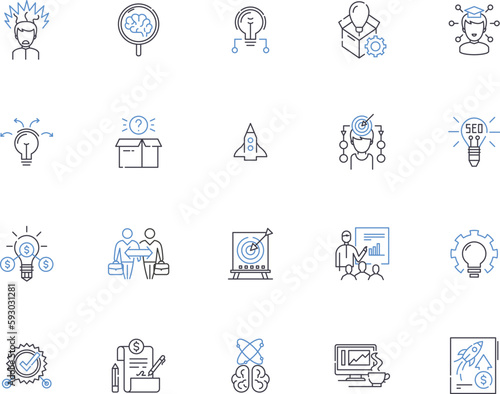 Strategy outline icons collection. Scheme, Plan, Method, Design, Policy, Idea, Concept vector and illustration concept set. Procedure, Process, Game linear signs