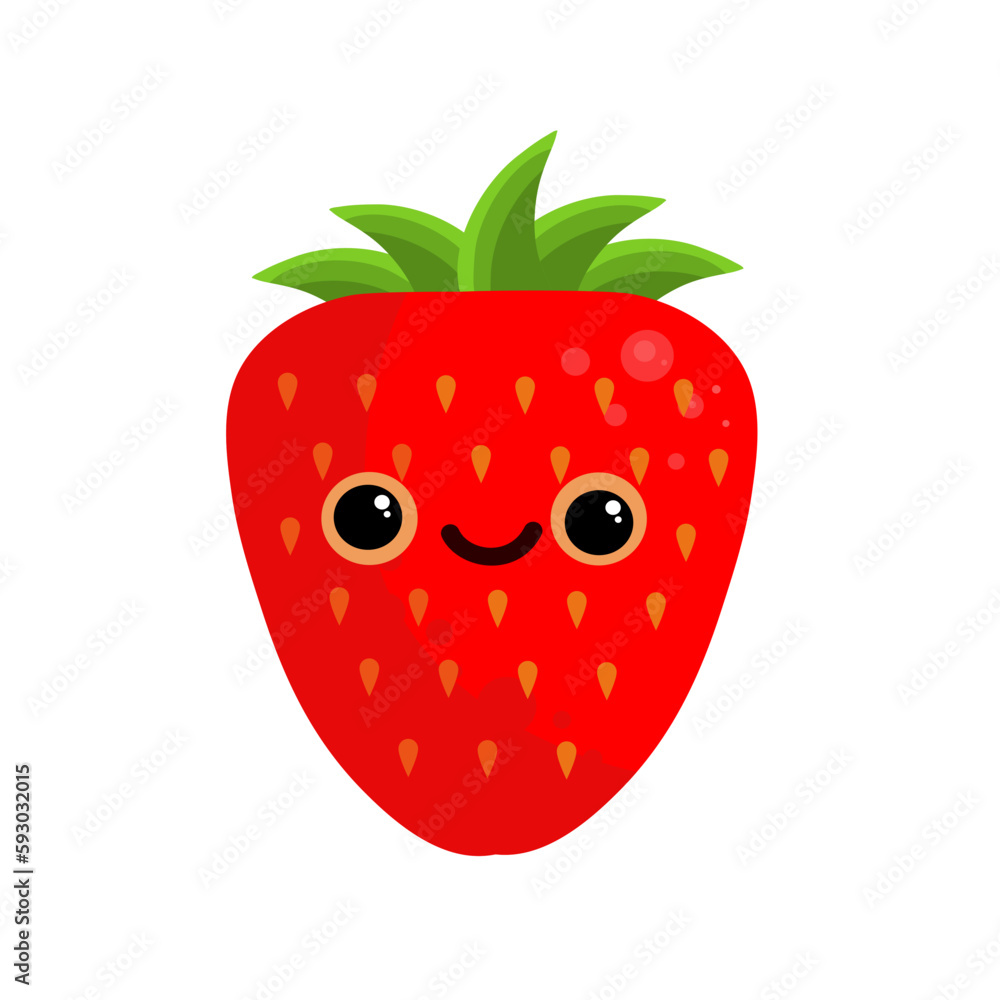 Obraz premium strawberry kawaii isolated on white background