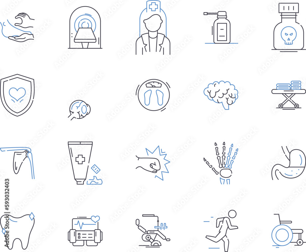 Smart health outline icons collection. Smart, Health, Wearables, Telemedicine, Fitness, AI, Data vector and illustration concept set. Diagnosis, Monitoring, Tracking linear signs