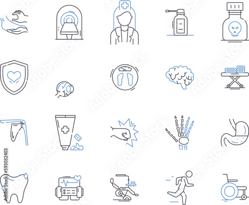 Smart health outline icons collection. Smart, Health, Wearables, Telemedicine, Fitness, AI, Data vector and illustration concept set. Diagnosis, Monitoring, Tracking linear signs