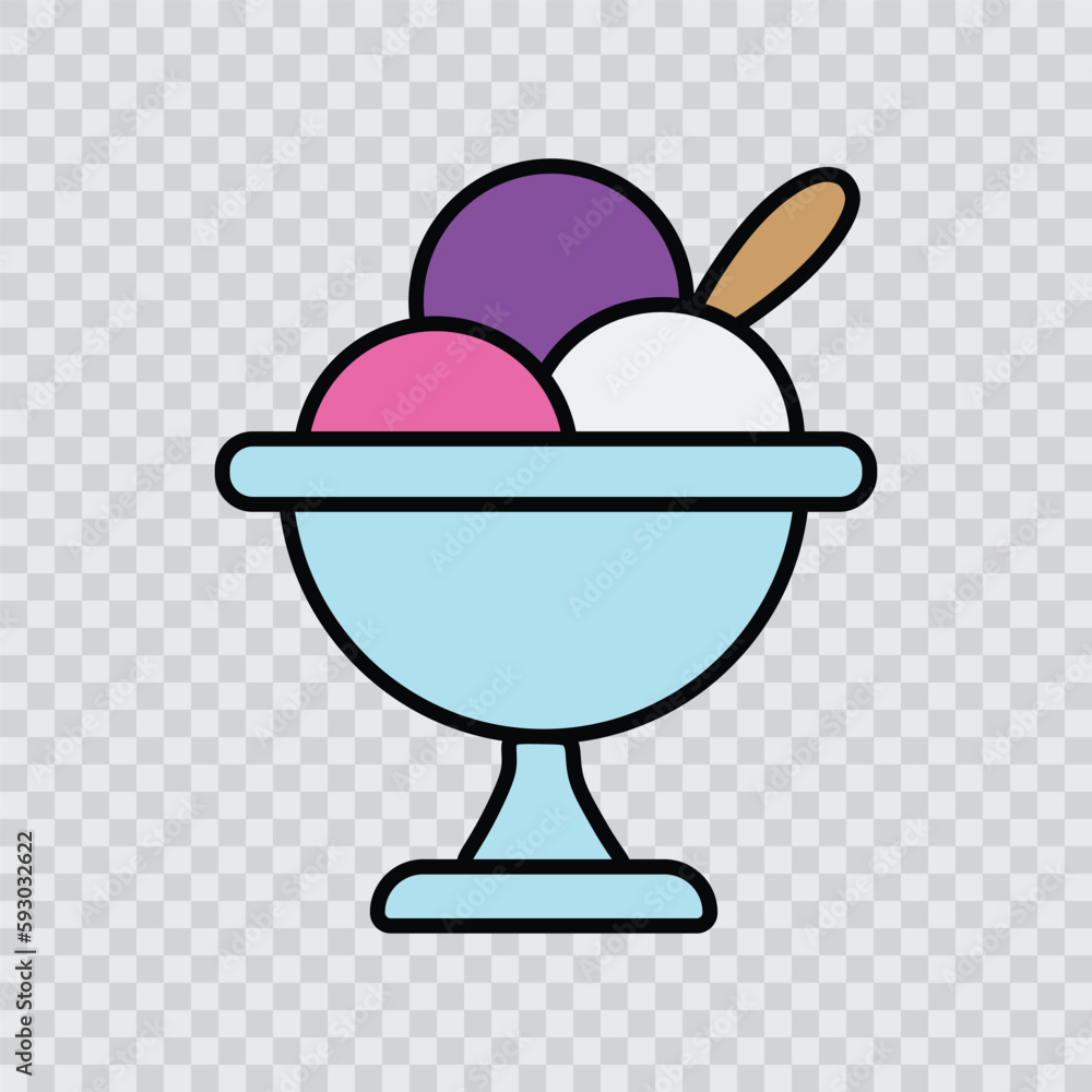 Ice cream in flint for serving in cafe. Ice cream in cup isolated on transparent background. Vector illustration Ice cream in flint for serving in cafe. Ice cream in cup isolated on transparent background. Vector illustration