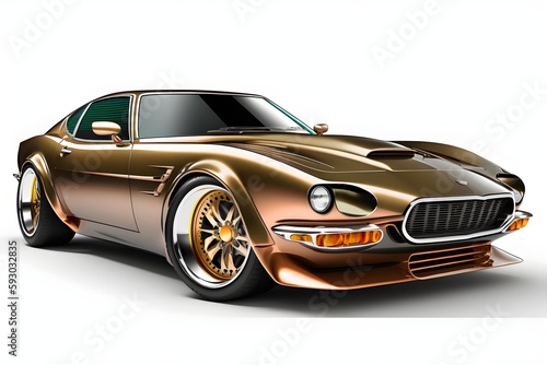 Luxury Supercar with Gold Color. Created with Generative AI technology