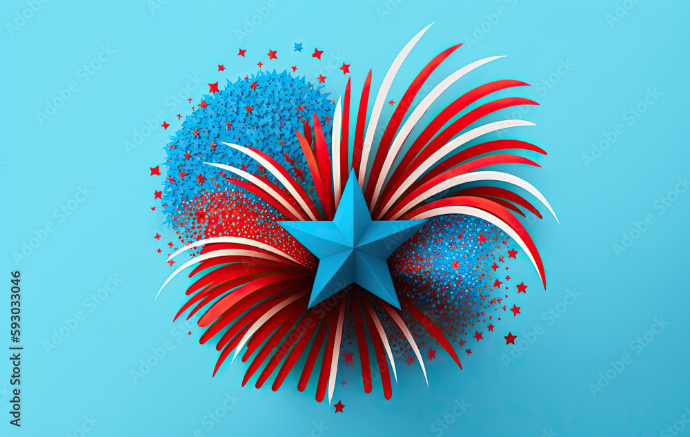 Obraz premium Star shape decoration with 4th July theme.