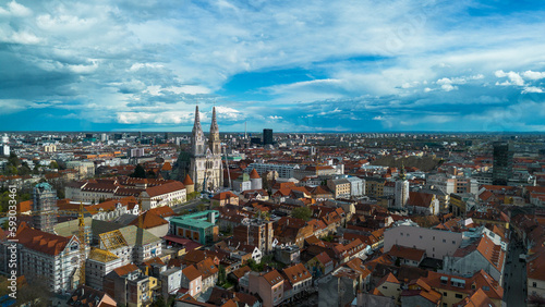 Photography of the Cathedral of Zagreb  Croatia shooted with a dji dron