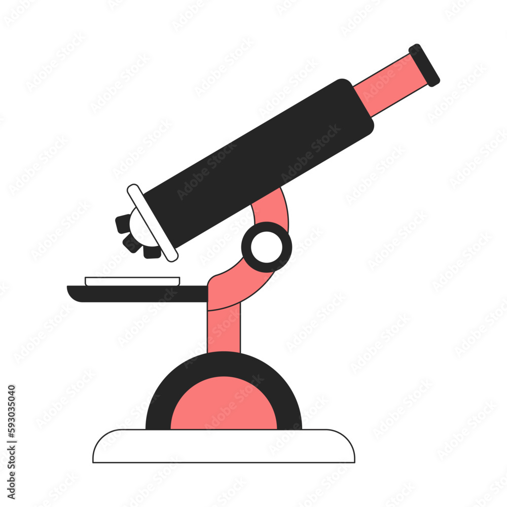 Professional laboratory microscope flat line color vector object ...