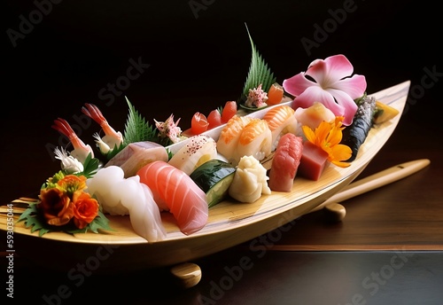 Sushi Boat with Wasabi - Generative AI