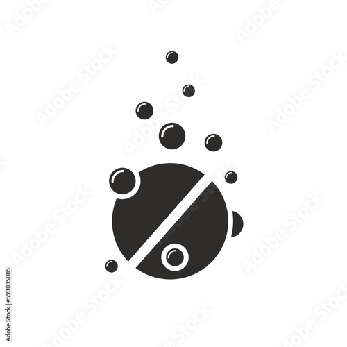 soluble pill icon, effervescent tablet, flat vector illustration