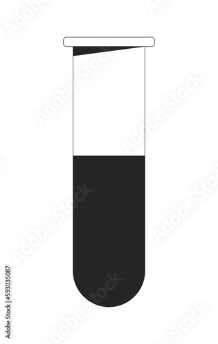 Test tube with liquid flat line black white vector object. Editable cartoon style icon. Chemistry laboratory equipment. Simple isolated outline spot illustration for web graphic design and animation