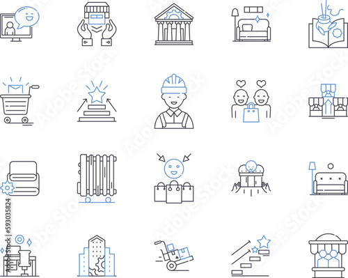 Smart city outline icons collection. Smart, City, Intelligent, Automated, Connected, Sustainable, Technological vector and illustration concept set. Urban, Responsive, Smartphones linear signs