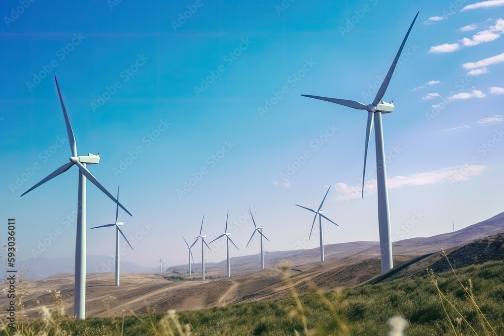 showcasing a renewable energy source, such as a wind farm or solar panels, highlighting the role of clean and renewable energy in mitigating climate change and promoting sustainability - Generative AI showcasing a renewable energy source, such as a wind farm or solar panels, highlighting the role of clean and renewable energy in mitigating climate change and promoting sustainability - Generative AI