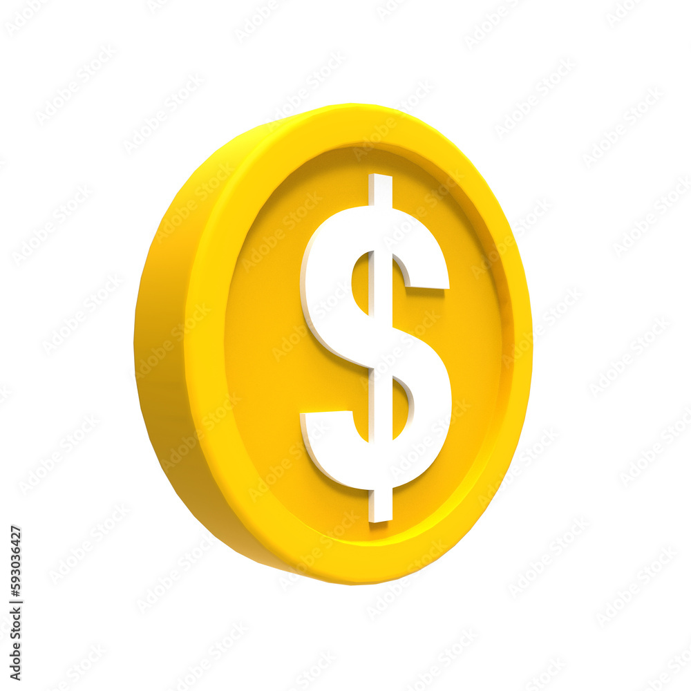 3d illustration dollar coin icon money 3d render	