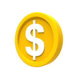 3d illustration dollar coin icon money 3d render	