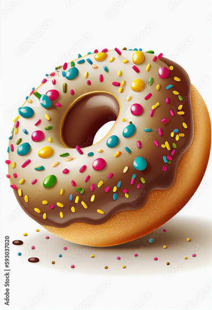 Delicious donut with icing on the table. AI Generated Delicious donut with icing on the table. AI Generated