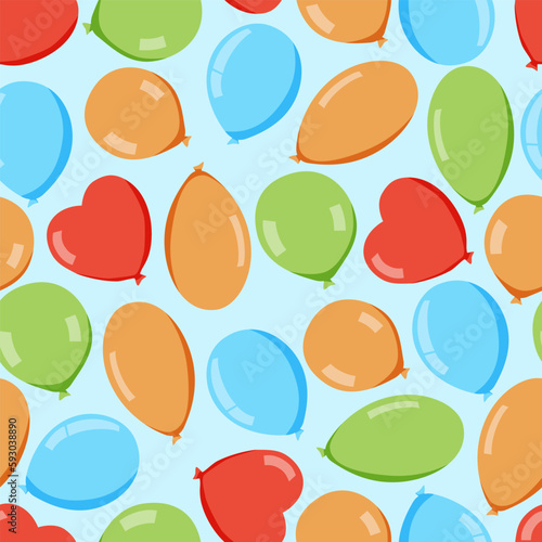 Vector party flat balloons pattern. Great for Birthday, wedding, anniversary, jubilee, rewarding and winning design.