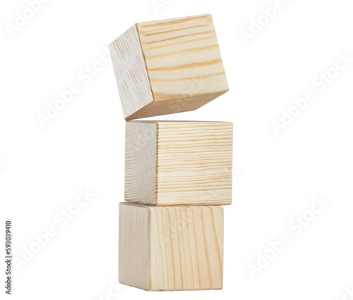Obraz na płótnie Three wooden cubes, cut out