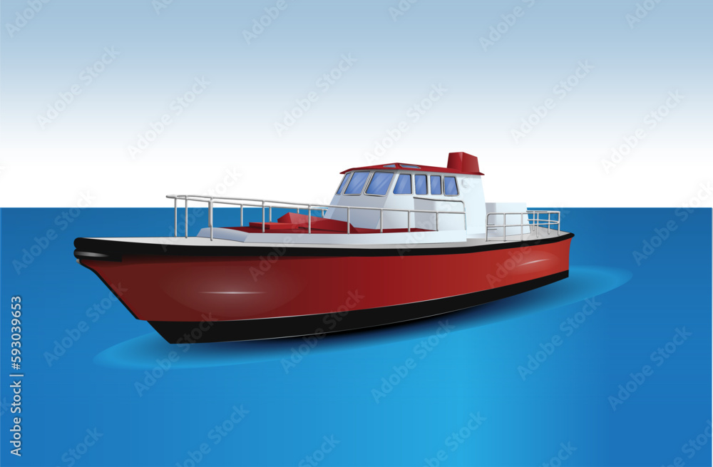 Naklejka premium Motor Boat Vector (Editable)