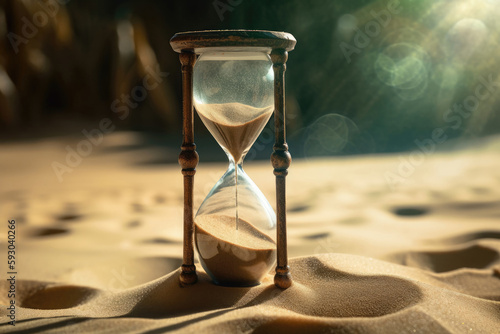 Hourglass With Sand Flowing Upwards Instead Of Downwards, Representing Time Travel. Generative AI