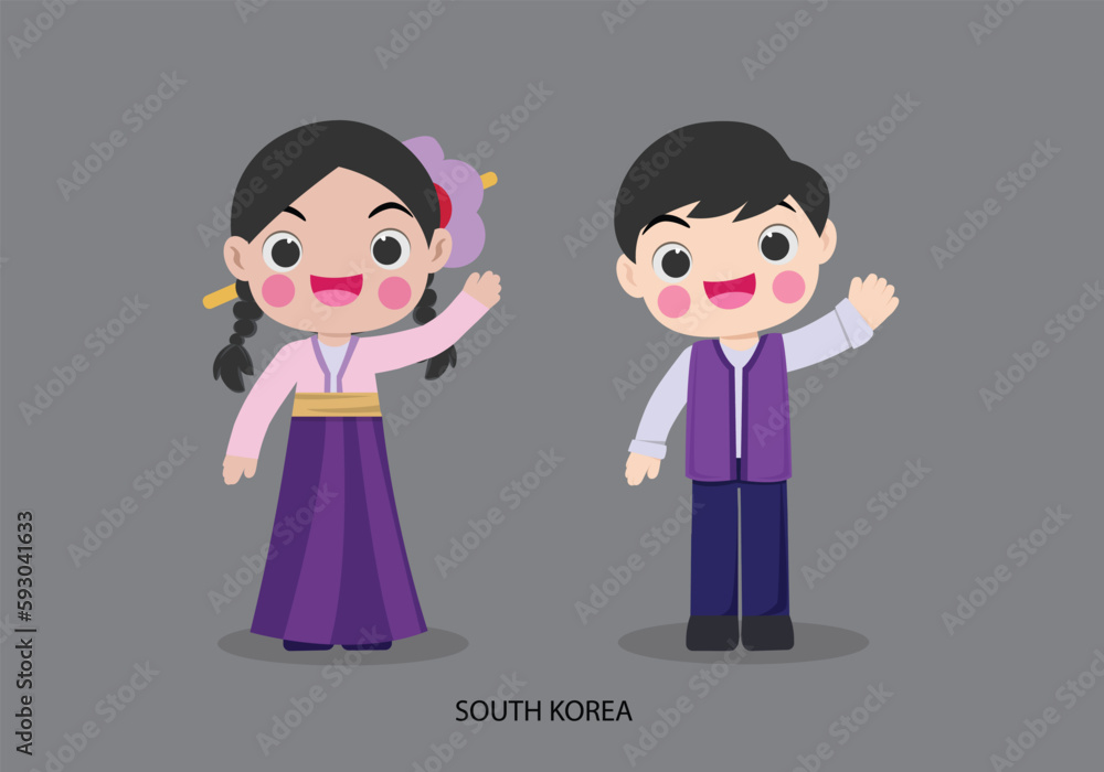 South Korea in national dress vector illustrationa South Korea in national dress vector illustrationa