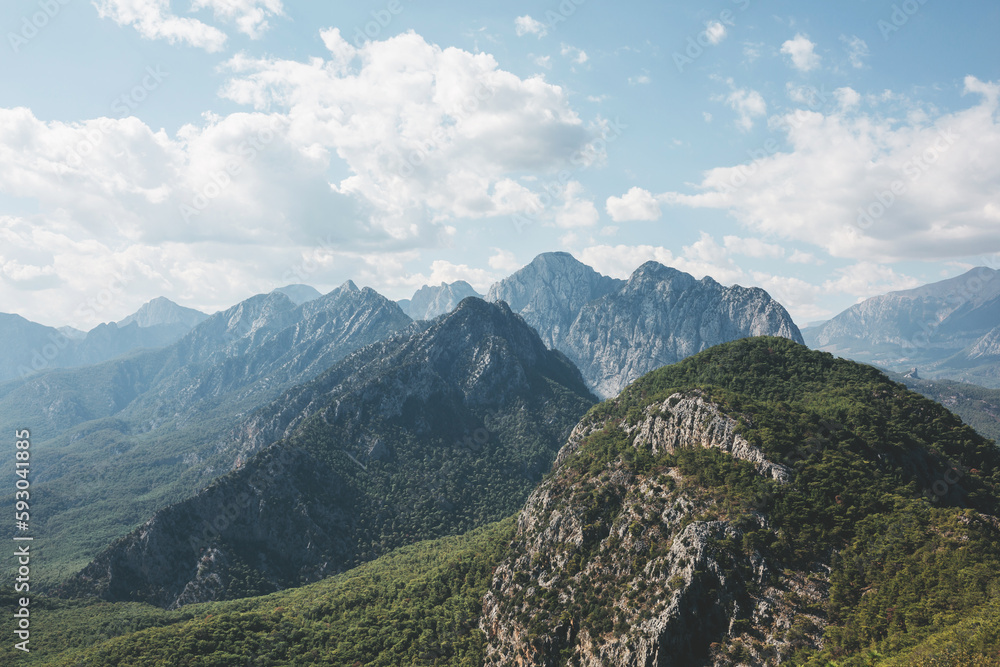 Fototapeta premium Beautiful top view of the mountain range in Antalya, Turkey