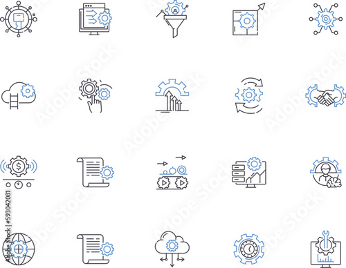 Settings outline icons collection. Options, Configuration, Parameters, Preference, Customize, Adjustment, Regulate vector and illustration concept set. Tune, Adjust, Alter linear signs