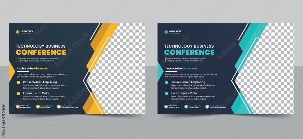 © Anha - Creative technology business conference flyer template and business webinar event social media banner invitation flyer layout design