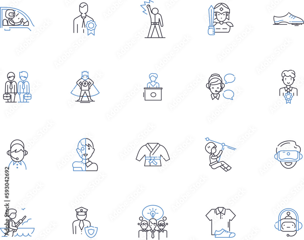Boys outline icons collection. Boys, males, guys, teens, adolescents, youths, males vector and illustration concept set. males, men, guys linear signs