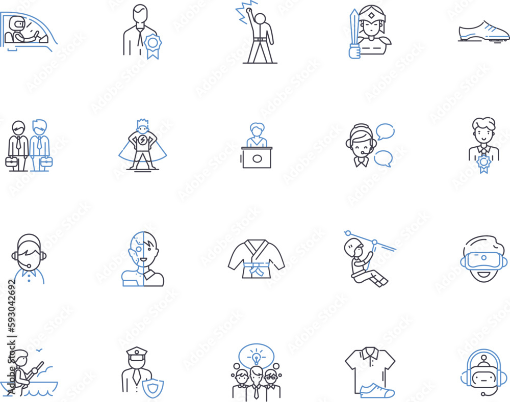 Fototapeta premium Boys outline icons collection. Boys, males, guys, teens, adolescents, youths, males vector and illustration concept set. males, men, guys linear signs