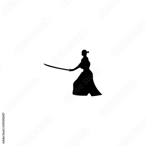 Simple silhouette samurai logo design 