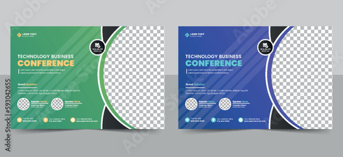 Creative technology business conference flyer template and business webinar event banner invitation layout design